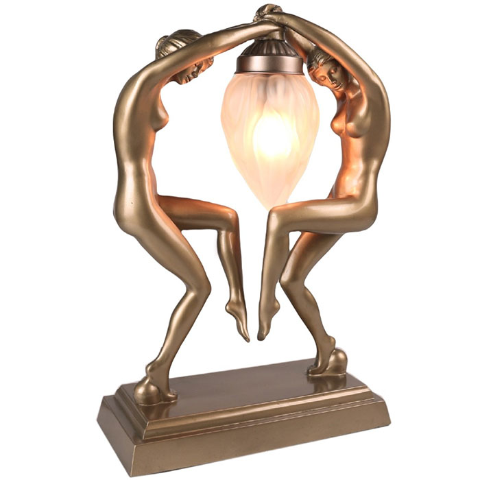Polystone Twin Nude Dancing Lamp - Click Image to Close